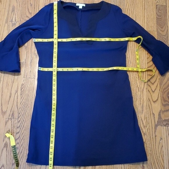 NY & COMPANY BLUE COTTON KNIT SHIFT DRESS SIZE MEDIUM POCKETS - Picture 7 of 10